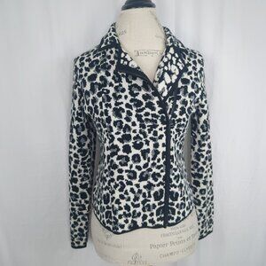 Ann Taylor Animal Print Knit Blazer SP Small Petite Black